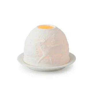 Photo of Bernardino Lithophane Bisque Porcelain Votive Candle Holder Fairy Lamp Reindeer 
