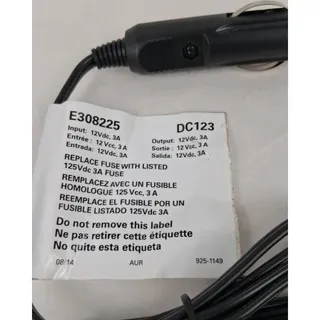 Photo of OEM Replacement Car Power Adapter Part Nos. DC123 and E308225
