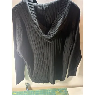 Photo of Relativity Women's Black 2XL Hooded Cable Knit Sweater 100% Cotton