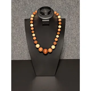 Photo of Necklace Adorned With Multicolored Wooden Beads In Various Sizes