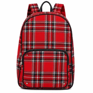 Photo of Unbranded Multicolor Tartan Plaid Mixed Media Adjustable Backpack