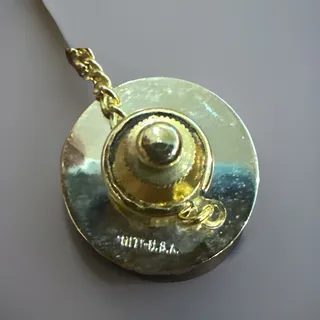 Photo of Vintage Vagabond Square Tie Tack Pin Gold Toned with Bar Chain USA