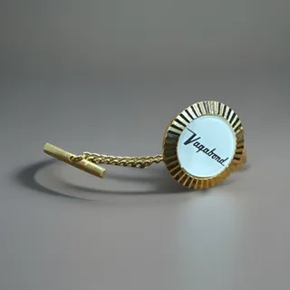 Photo of Vintage Vagabond Square Tie Tack Pin Gold Toned with Bar Chain USA