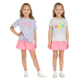 Photo of PUMA Kid Girls' 3-piece Active Set Size 2T Pink Purple Two T-Shirts Skort NEW