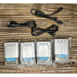 Photo of Lot of 4 D-Link DWL-P200 Power over Ethernet PoE Adapter Base Units w/ Cables