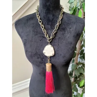 Photo of Women Boho Statement Tassel Pendant Necklace Long Chunky Chain Fashion Jewelry