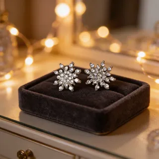 Photo of Snowflake Rhinestone Stud Earrings