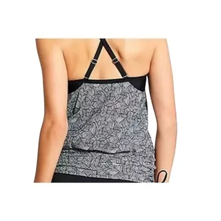 Photo of Athleta Laguna Side Scrunch Black and White Geo Print Tankini Top