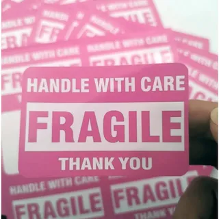 Photo of 120 Fragile Handle With Care Thank You Pink Shipping Stickers