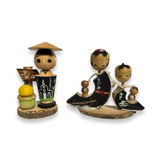 Photo of Vintage 1950s Japan Nagasaki Kokeshi Folk Art Doll Church Zabon Souvenir