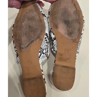 Photo of Cape Robbin snakeskin print pointed toe, studded mules sz 7.5