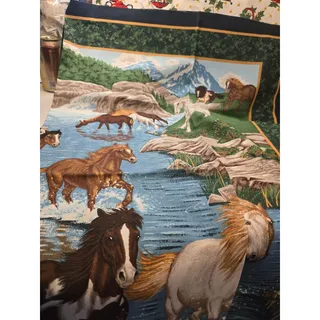 Photo of River Run by Springs Industries - Panel with coordinating fabric - Total of 6.5 Yards