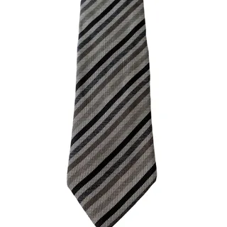 Photo of Vintage Hermès 100% Silk Men's Grey Tie With Multicolor Stripes