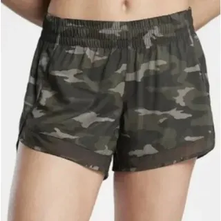 Photo of Athleta Green Camouflage Mesh Racer Run Shorts, Size M