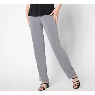 Photo of Susan Graver Essentials Liquid Knit Straight Leg Pants, Gray, Size M