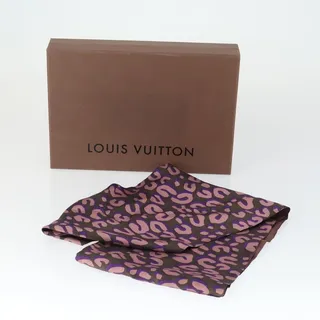 Photo of Louis Vuitton Silk Leopard Pattern Scarf Purple