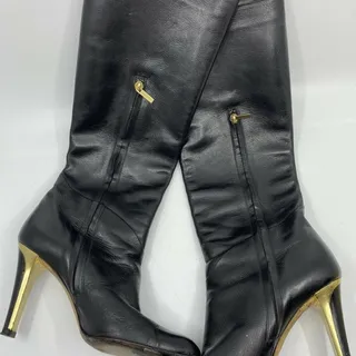 Photo of JIMMY CHOO Black Leather Knee high boots 7.5