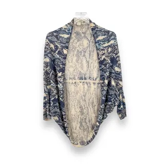 Photo of White + Warren linen blend cocoon snakeskin print lightweight cardigan sweater S