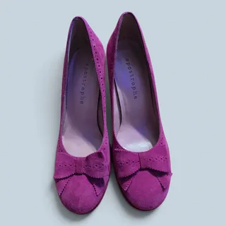 Photo of Apostrophe KYSA Pink Suede Bow Pumps Heels Womens 6M Retro Style