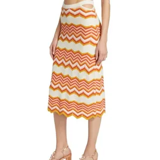 Photo of Mother The Cut-It-Out Crochet Midi Skirt, Chevron Print, Size S