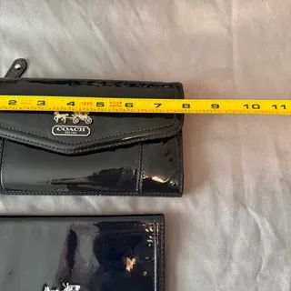 Photo of Coach Madison patent leather wallet and checkbook set