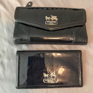 Photo of Coach Madison patent leather wallet and checkbook set