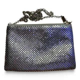 Photo of Jessica McClintock Silver Metal Mesh Evening Bag Chain Shoulder Purse