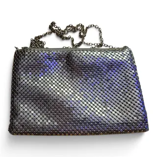 Photo of Jessica McClintock Silver Metal Mesh Evening Bag Chain Shoulder Purse