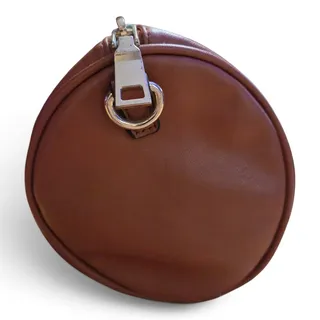 Photo of Brown Barrel Satchel Handbag Top Handle Twist Lock Pocket Style NB223155