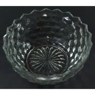 Photo of Vintage Fostoria American Clear Glass Deep Salad Serving Bowl 9.25 Cubist 2056