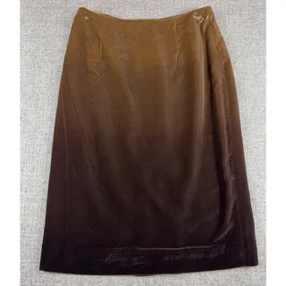 Photo of Ann Taylor LOFT Velvet Pencil Skirt 6 Brown Midi Silk Blend Y2K Minimalist