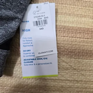 Photo of Old Navy Gray and Black High Support Sports Bra 34D NWT