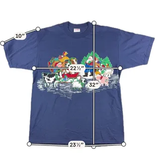 Photo of Vintage 90s Sunbelt Christmas T Shirt XL Santa Farm Animals Glitter USA Made