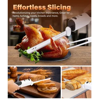 Photo of HK Cordless Rechargeable Electric Knife, 2 Blades, Meat Fork, USB-C Case