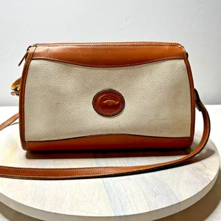 Photo of Vintage Dooney & Bourke All Weather Leather Crossbody Purse Bag Cream Tan USA