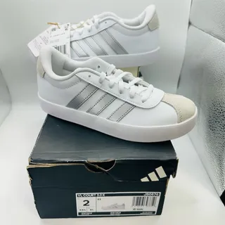 Photo of adidas VL Court 3.0 K White Silver Sneakers JS0876 Youth Size 2 New w/ Box