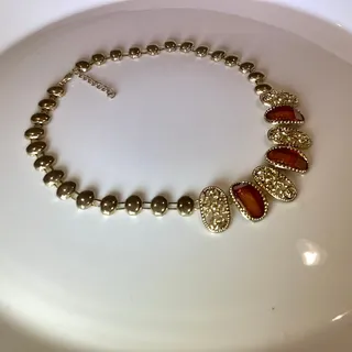 Photo of Gold Filigree and Amber Toned Necklace