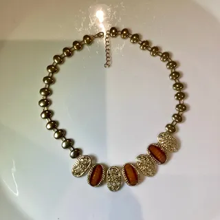 Photo of Gold Filigree and Amber Toned Necklace