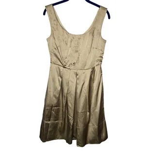 Photo of Banana Republic Gold Silk Sleeveless Front Pleated Cocktail Dress Size 4 NWOT