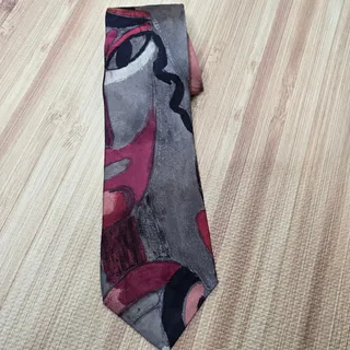 Photo of Vintage Bugatti Multicolor 100% Italian Silk Abstract Face Art Design Necktie