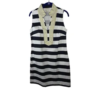 Photo of STS Sail to Sable Navy White Gold Nautical Sleeveless Shift Dress Size Medium