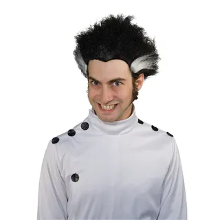 Photo of MAD SCIENTIST PROFESSOR 2 TONE BLACK WHITE WIG COSTUME NEW