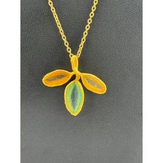 Photo of Michael Vincent Michaud 18K Gold Plated Dainty 3 Leaf Pendant Necklace