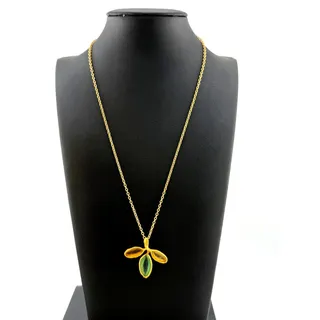 Photo of Michael Vincent Michaud 18K Gold Plated Dainty 3 Leaf Pendant Necklace