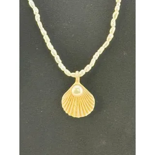 Photo of Michael Michaud Sea Scallop Pendant on Fresh Water Pearl Necklace
