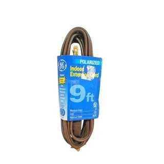 Photo of GE 9 Foot Polarized Indoor Electric Extension Cord Tamper Guard Brown  NOS