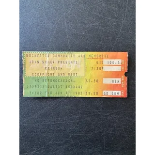 Photo of RITCHIE BLACKMORES RAINBOWCONCERT TICKET STUB Rochester War Memorial 06/17/1982