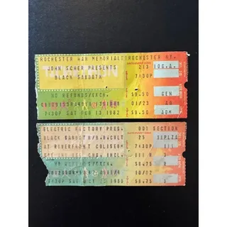 Photo of Black Sabbath and Blue Oyster Cult Ticket Stubs 1980 1982 Rochester Cincinnati