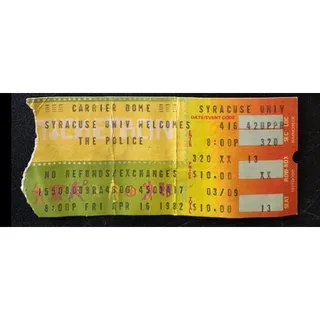 Photo of (2) The Police – Vintage 1982 Concert Ticket Stubs – Syracuse Carrier Dome
