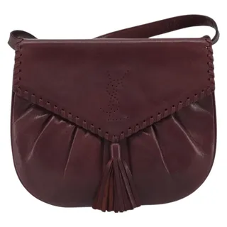 Photo of Saint Laurent Leather Shoulder Bag Bordeaux Red